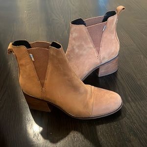 Tom’s suede block heel booties